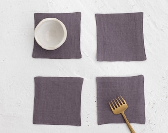 Grape Linen Coasters Set,Natural Dining Coasters,Linen Cup Coasters,Linen Mug Coasters, Linen Table Textile, Linen Table Decor