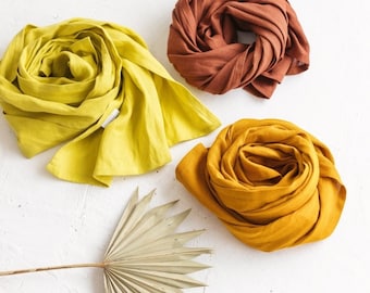 Natural Linen Scarf,Soft Linen Scarf, Shawl, Handmade Linen Wrap, Linen Wrap Scarf, Various colors linen scarves