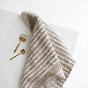 Gestreifte Leinengeschirrtücher, 2er-Set Leinengeschirrtücher, beige Leinenküchentücher, natürliche Leinentücher, rustikale Leinentücher