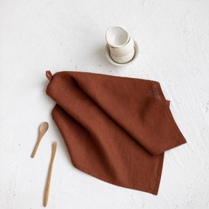 Linen Tea Towels Set Of 2, Linen Dish Towels ,Burnt Orange Linen Kitchen Towel,Kitchen Linens,Handmade Kitchen Towel image 3