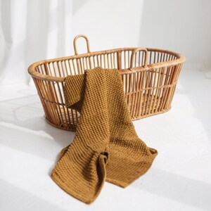 Amber Linen Baby Blanket,  Waffle Linen Blanket, Linen Baby Throw, Soft Linen Nursery Blanket, Waffle Linen Kids Blanket