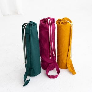 Leinen Yogatasche, Leinen Yogamattentasche, Leinen Turnmattentasche, Leinen Tasche für Yogamatte, Leinen Yogamattentasche