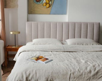 Natural Linen Duvet Cover and Pillowcases, Beige Linen Bedding Set With Buttons