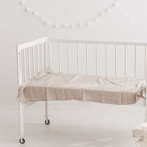 Linen Flat Sheet Natural, Baby bedding linen flat sheet, Natural Linen Crib Sheet, Softened Custom Linen Bed Sheet, Kids linen top sheet