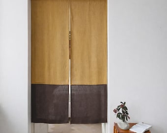 Linen Noren Curtain With Hook And Loop Tape: Japanese Doorway Panel