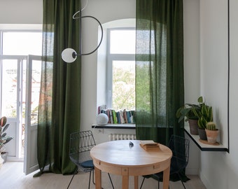 Green Linen Curtains Etsy