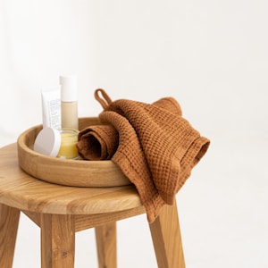 Linen Face Cloth Set Of 2, Waffle Linen Face Towel, Compact Foldable Bath Linen Towel, Small Linen Towel, Guest Linen Towel