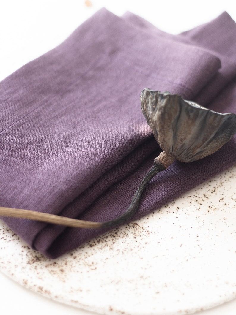 Plum Linen Napkins Set Natural Linen Wedding Napkins Etsy