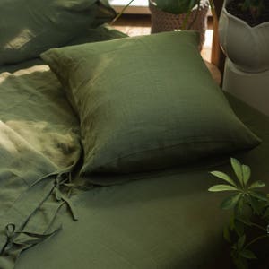 Green Linen Pillow cover, Envelope Linen Slipcover, Body Pillowcase, Natural Linen Pillowslip, Custom Sizes Pillow case, Linen Pillow Shams image 2