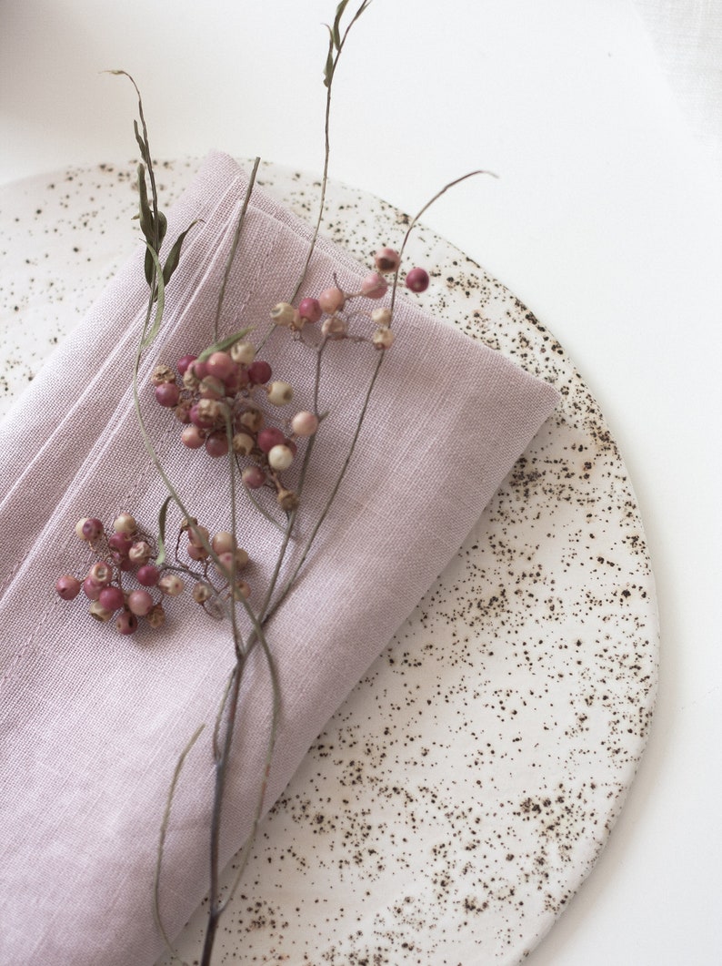 Lavender Softened Linen Napkins Set Grape Linen Cloth Etsy