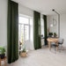 55'/140 Cm Wide Rod pocket Linen Curtain Panel, Extra Long Linen Window Drape, Curtains Panel, Green Curtain, Rod Pocket Curtain 