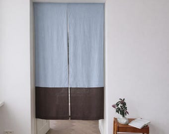 Linen Noren Curtain With Hook And Loop Tape: Japanese Doorway Panel