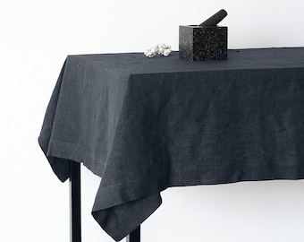 Pure And Natural Grey Linen Tablecloth With Mitered Corners