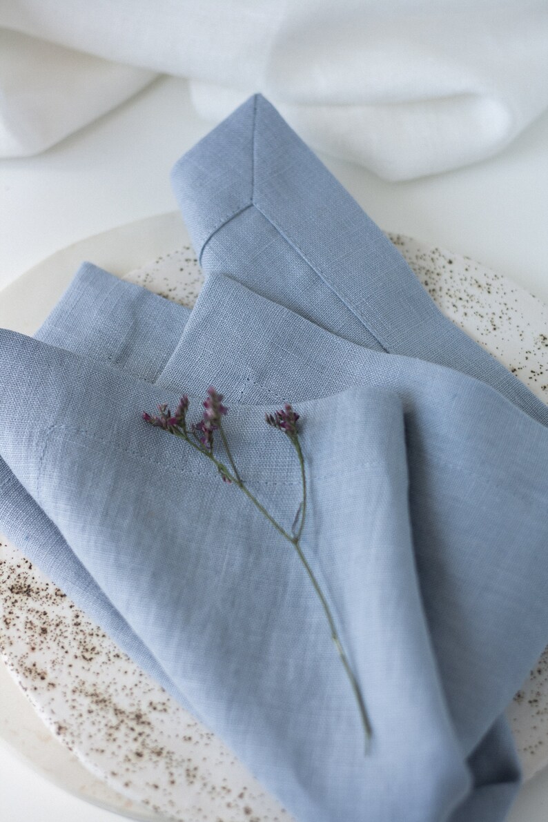 Dark Blue Softened Linen Napkins Navy Blue Linen Napkins for Etsy