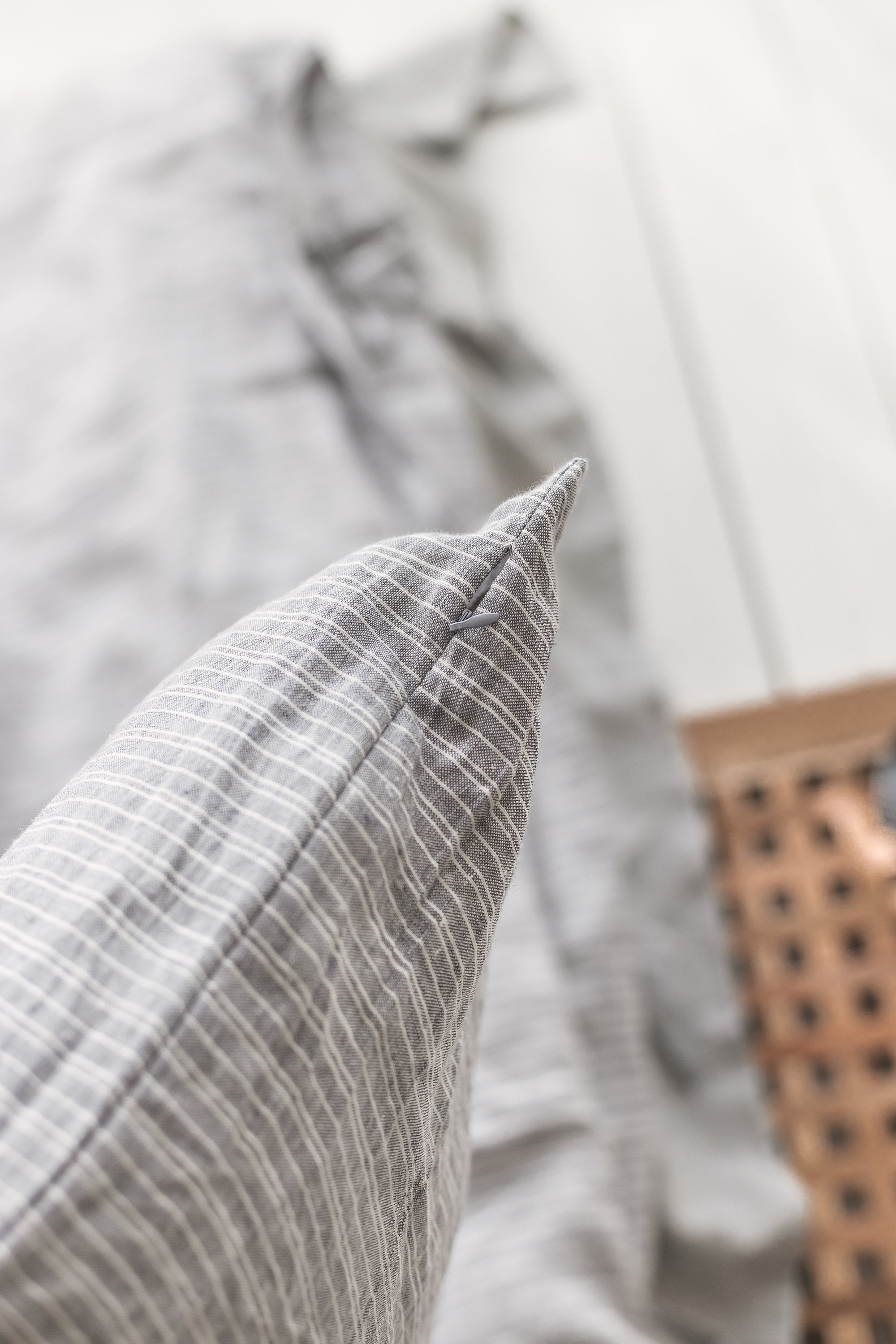 Linen Duvet Cover - Black Stripe