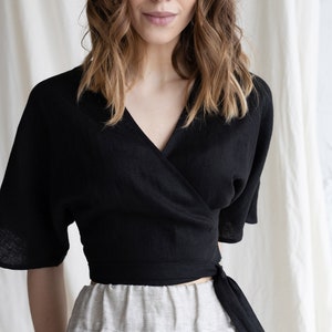 Sabinas Knit Black – Linen Blend Wrap Shirt main image 0