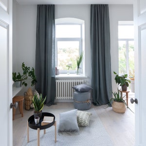 55&quot;/140 Cm Wide Gray Linen Curtain,Linen curtain panel, Linen Window Panel,Kitchen Curtains,Bedroom Linen curtains,Natural Linen Curtains