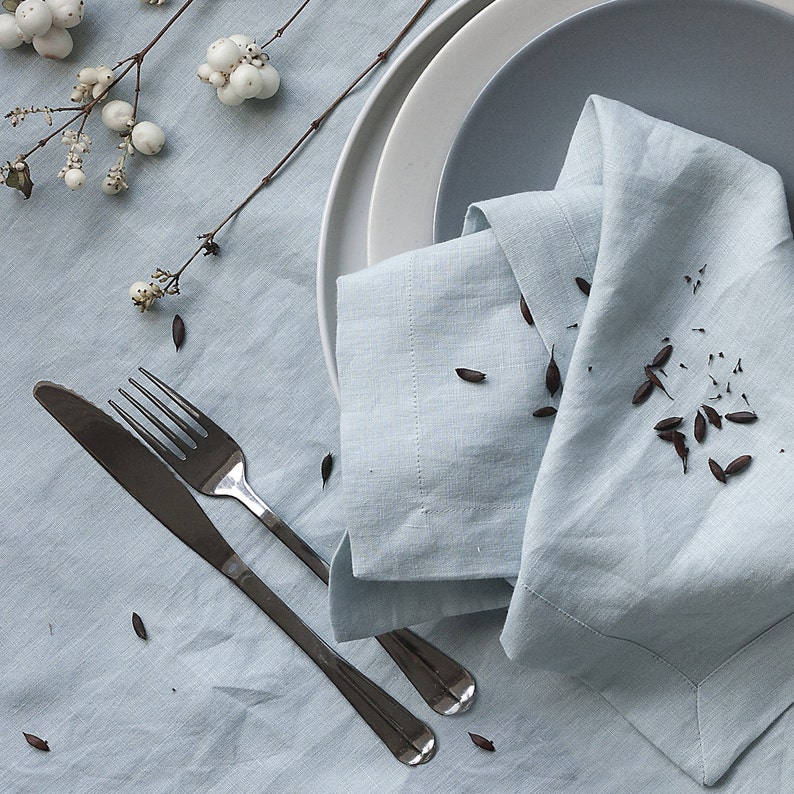 Steel Blue Softened Linen Table Runner Blue Wedding Table Etsy UK