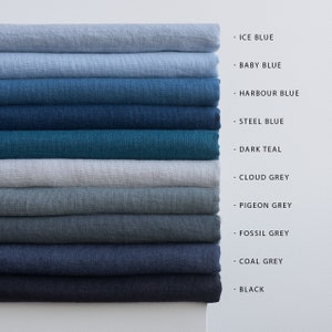 145cm/57" Width Linen Fabric, Natural Linen Fabric By Meter, 100% Linen Fabric By Yard, Stonewashed Linen Fabric, Blue Linen Fabric
