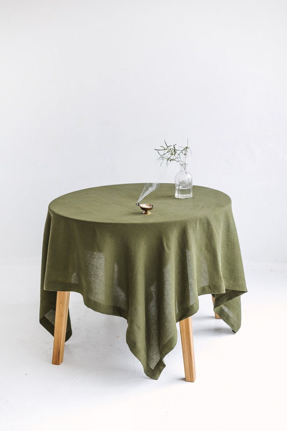 Square Linen Tablecloth for A Round Table, Extra Large Square Table Cloth,  Green Round Linen Tablecloth -  Israel