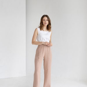 Amber Linen Crop Top, Short Linen Summer Top, Women Linen Blouse With Elastic Band, Linen Tank Top, Sleeveless Linen Top image 6