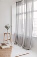 55'/140 Cm Wide Light Grey Linen Curtain, Gray Linen Window Drape, Stonewashed Linen Curtain, Extra Long Curtain, Custom Size Linen Curtain 