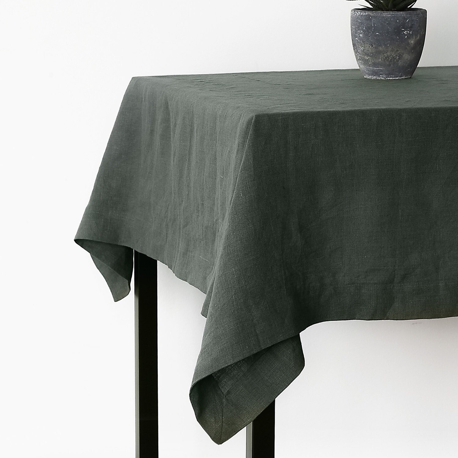 Pure and Natural Grey Linen Tablecloth With Mitered Corners Etsy
