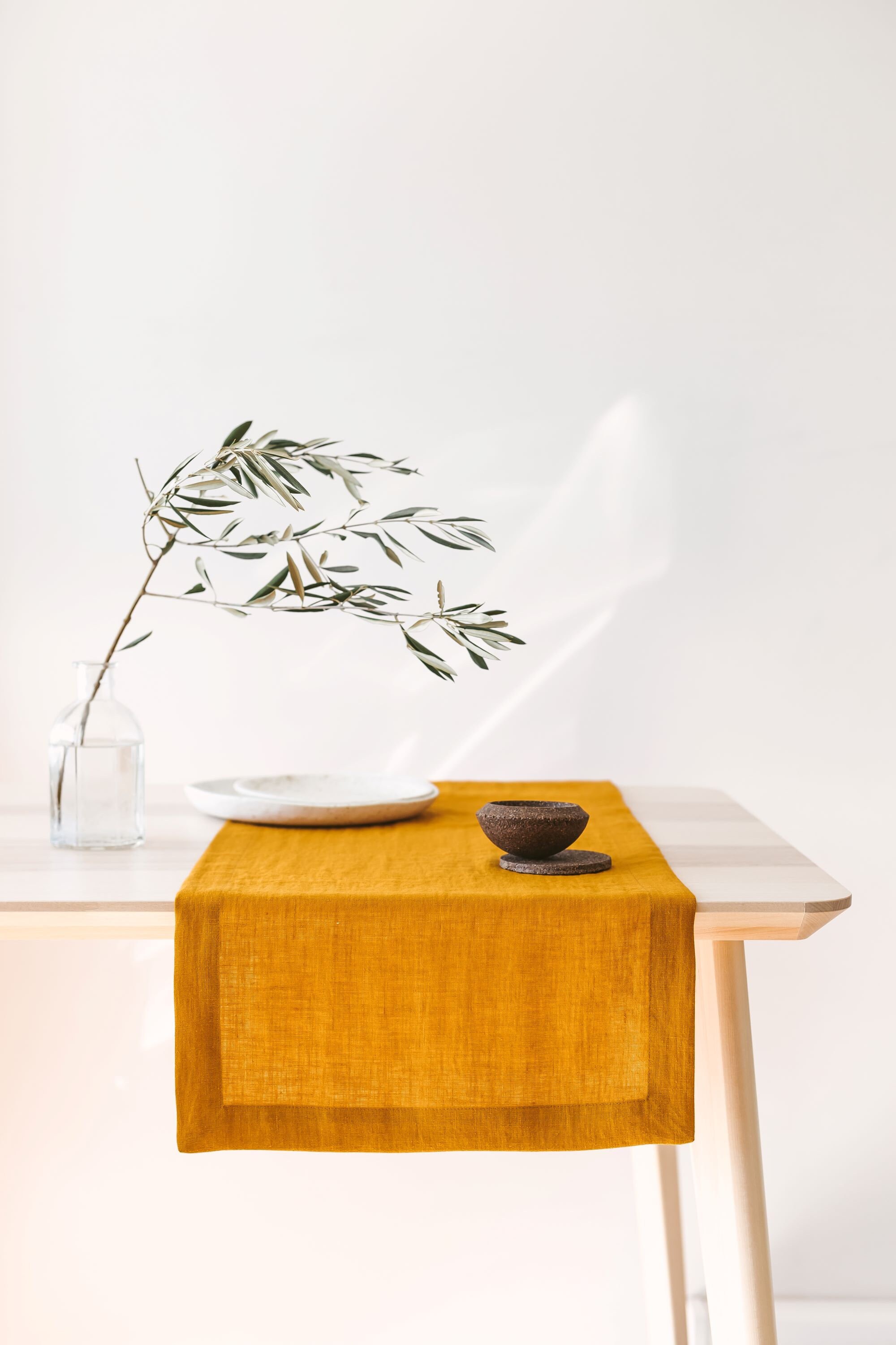Mustard Linen Table Runner Various Colors Natural Linen Table Etsy