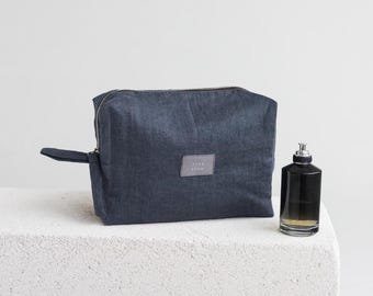 Dark Gray Linen Pouch,Linen Makeup Bag, Double-Layered Linen Cosmetic Bag,Linen Makeup Pouch,Green Waterproof Travel Pouch With Zipper