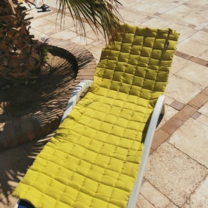 Estera de playa de lino portátil, cojín de cama chaise lounge de lino, estera de tumbona enrollable de lino, cojín de tumbona de patio, cojín de camping de lino al aire libre