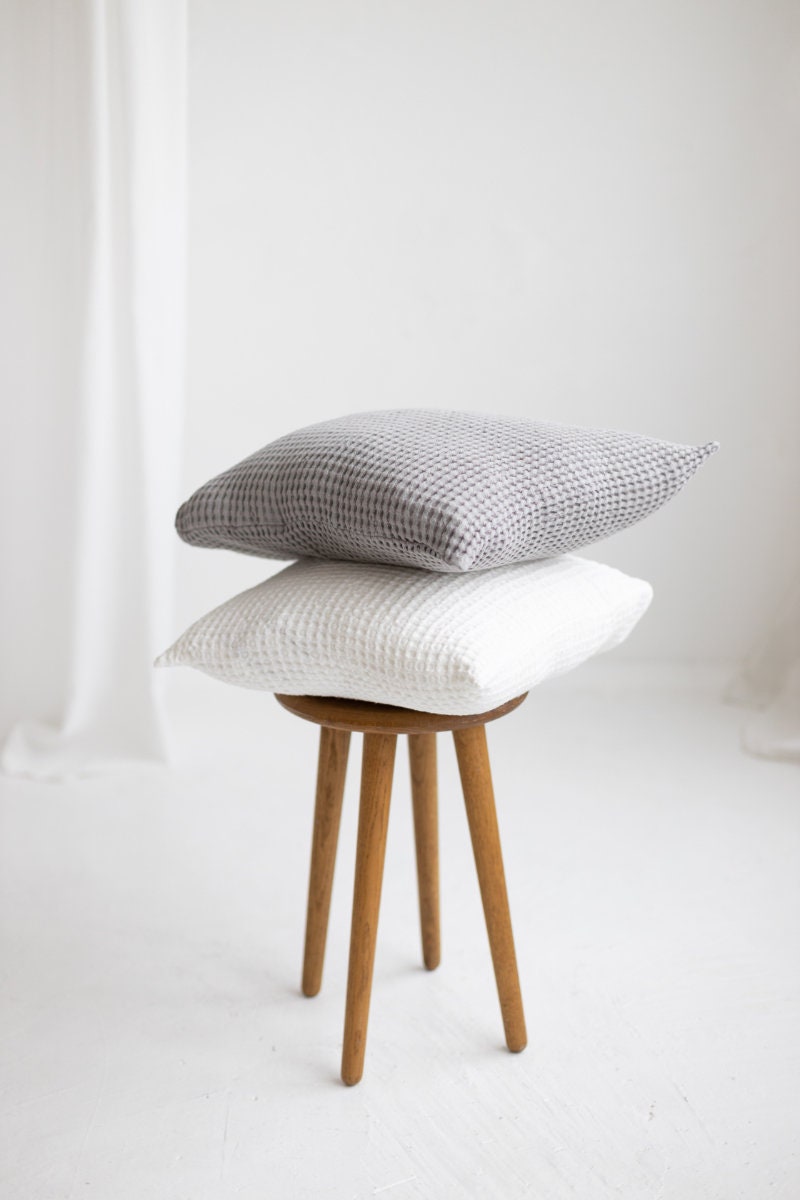 Ensemble de 2 Housses d'oreiller en Gaufre, Shams Lin Lin, Oreillers Jetés Texturés Décoratifs