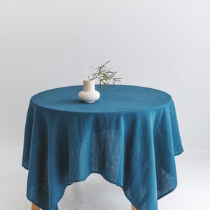 Square Linen Tablecloth For A Round Table, Extra Large Square Table cloth, Green Round Linen Tablecloth image 3