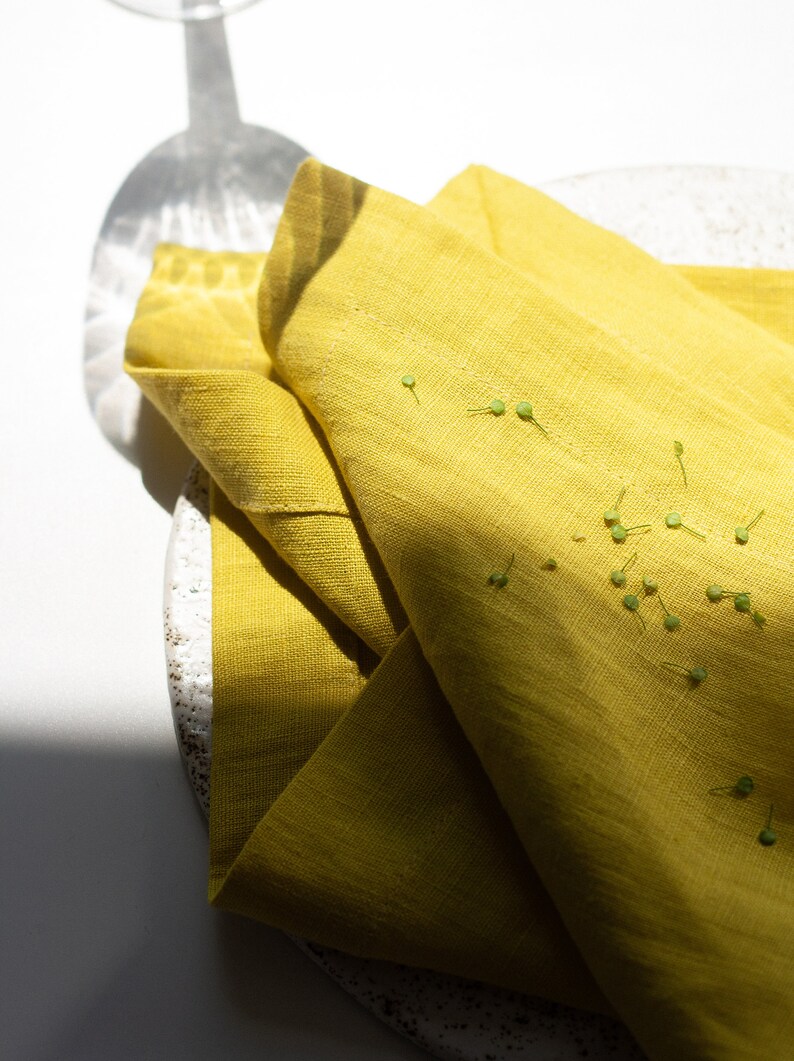 Soft Yellow Linen Napkins Set Bright Yellow Linen Napkins Etsy
