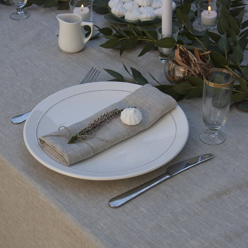 Linen Napkins Set, Natural Linen Napkins, Mitered Corners Linen Napkins,Pure Linen Napkin, Softened Linen Napkins, Washed Linen Table Linen, image 1