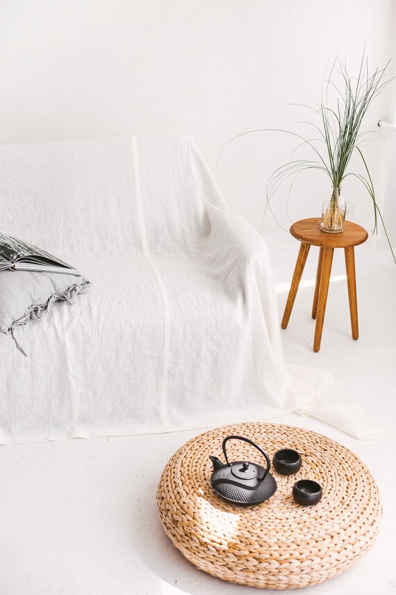 Off white linen couch deals