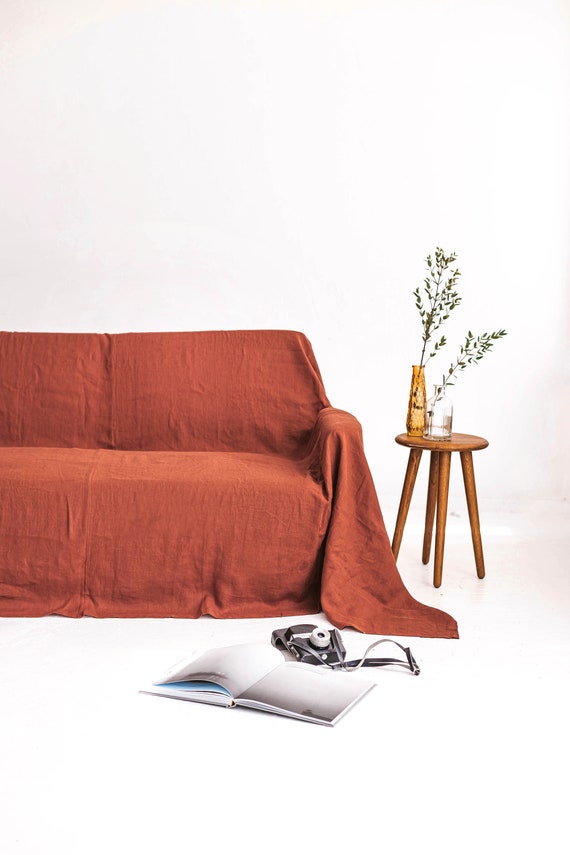 Natural Cotton Couch Cover Rust Brown Extra Big Couch Cover, Cotton Sofa  Cover in All Sizes Available, Couch Cover Throw, Bed Sheet Set, 