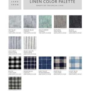 Linen Scraps Bundle Gingham Checks and Solid Colors, Natural Linen Fabric Remnants For Craft Projects. image 9