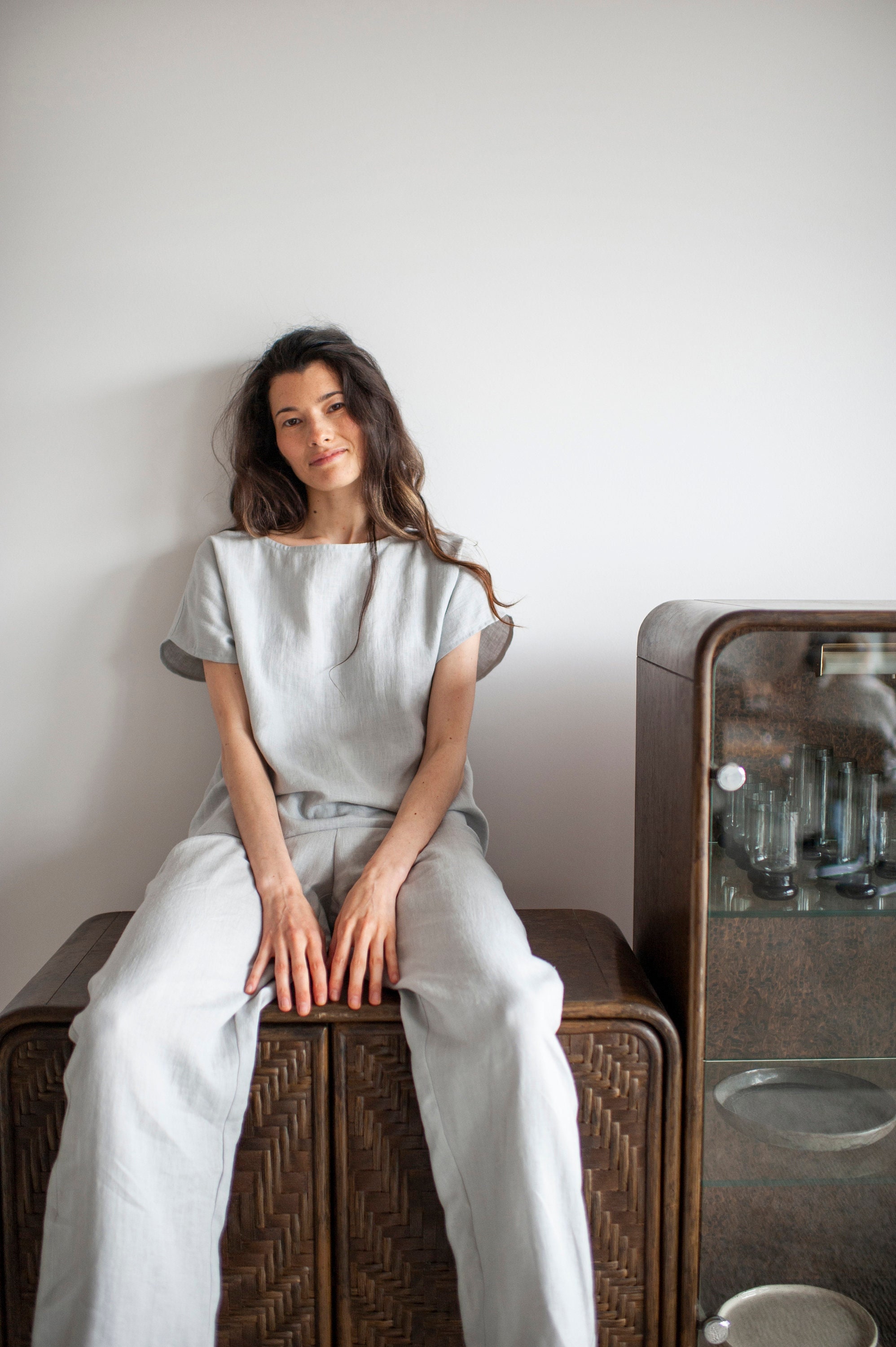 Linen Pajama JANE , Linen Sleepwear, Linen Pajamas Set , Linen Loungewear ,  Linen Trousers and Linen Shirt -  Canada