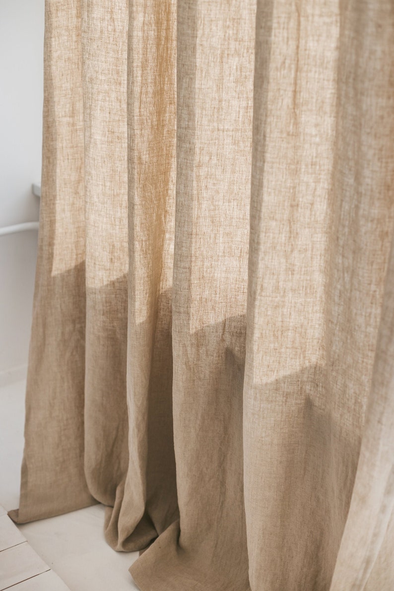 86.6/220 cm Width Light grey Linen Curtain, Natural Linen Window Drape, Softened Linen Curtain Panel, Extra Long Linen Curtain,Gray Curtain image 4