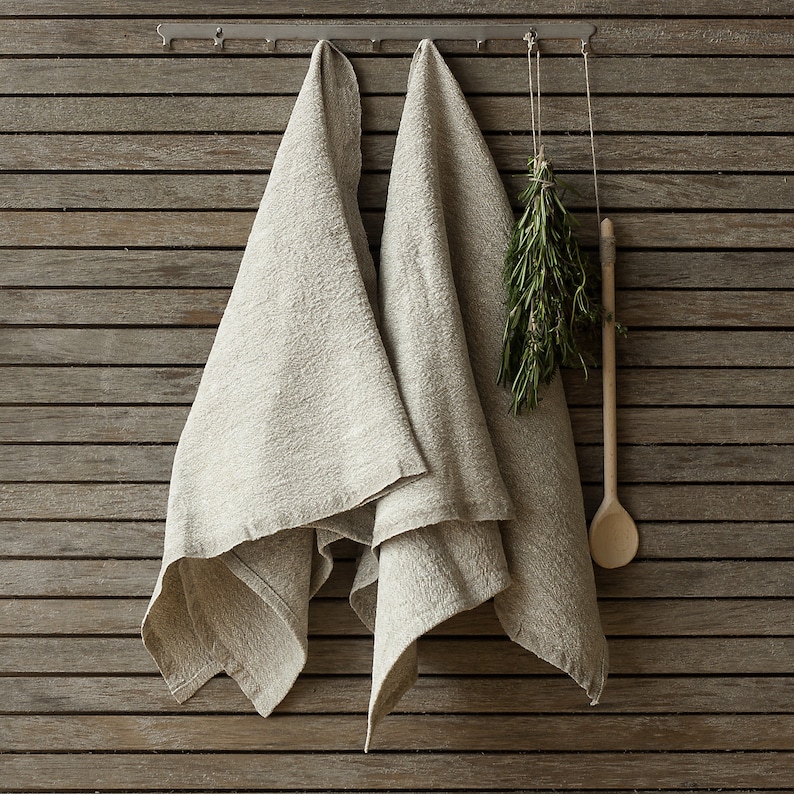 Striped Linen Tea Towels Set of 2 Rustic Linen Tea Towels Etsy UK