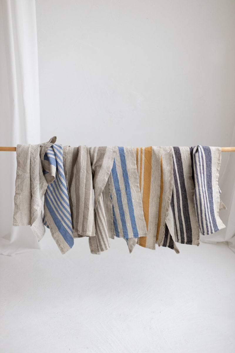 Linen Tea Towel  Brown Stripe - The Phoenix