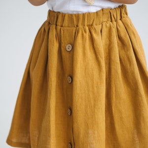 Girls Linen Skirt,Short Linen Skirt For Girl,Linen Girls Skirt With Buttons,Linen Girls Skirt,Buttoned Linen Summer Skirt image 2