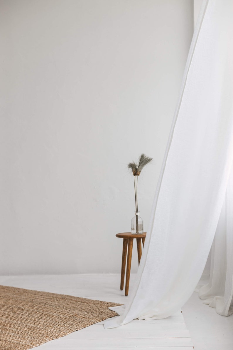 53/136 Cm Wide Lightweight Linen Curtain, Linen Sheer Curtain,Transparent Linen Drape,Linen Gauze Window Panel,Natural Airy Linen drape image 2