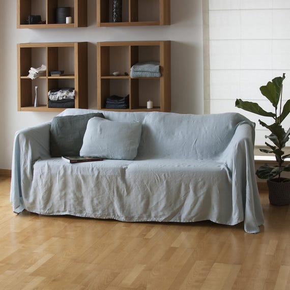 Linen Couch Cover Linen Bedspread Natural Sofa Cover Linen