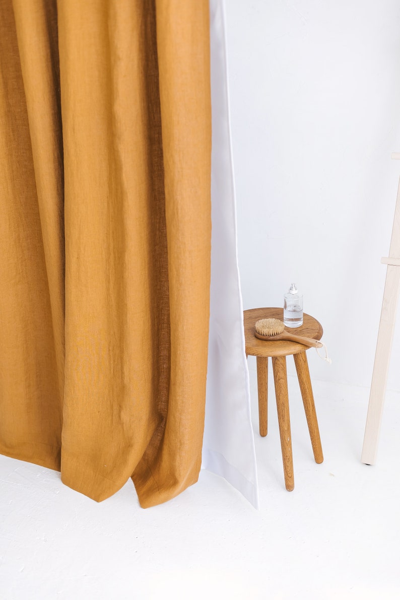 Waterproof Amber Linen Shower Curtain Extra Long Water Etsy