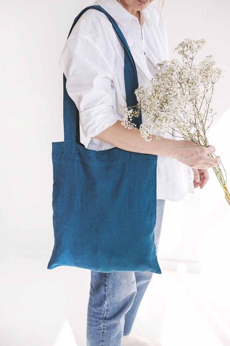 Linen Tote Bag,Linen Market Bag,Linen Shopping Bag,Zero Waste bag,Reusable Grocery Bag image 3