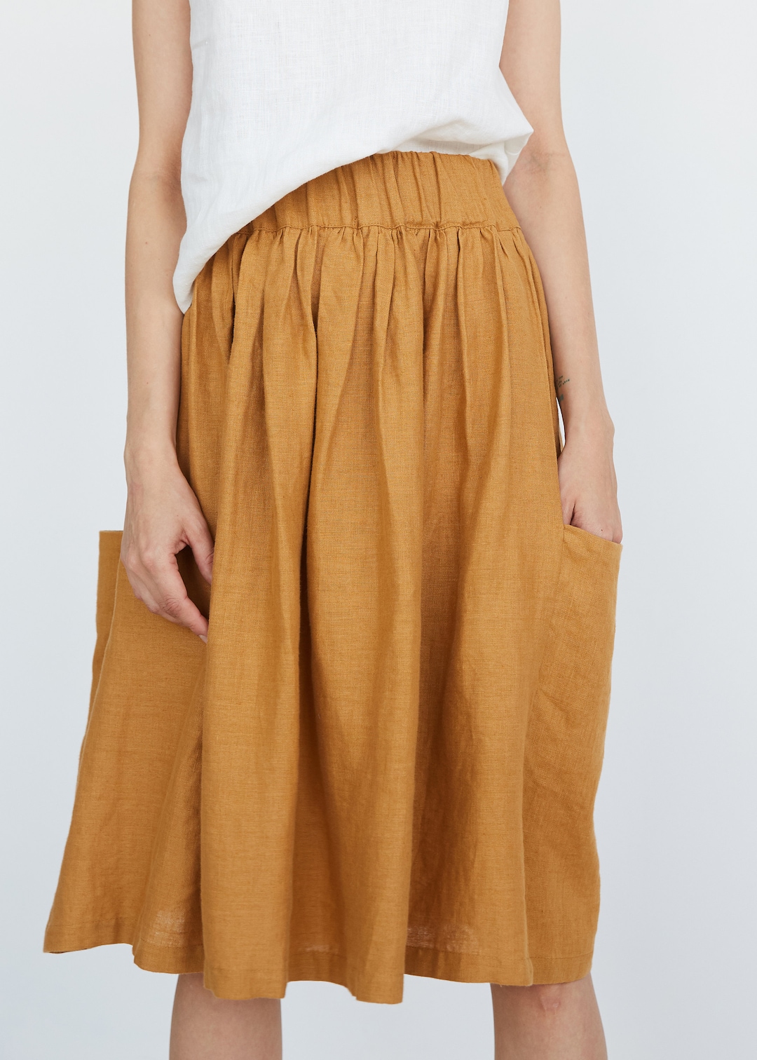 【SOMEWHEREBUTTER】韓国人気◆Penny Cotton Midi Skirt タイト Nike Chill Knit Slim Ribbed Midi Skirt Womens - Lt Orewood Brn