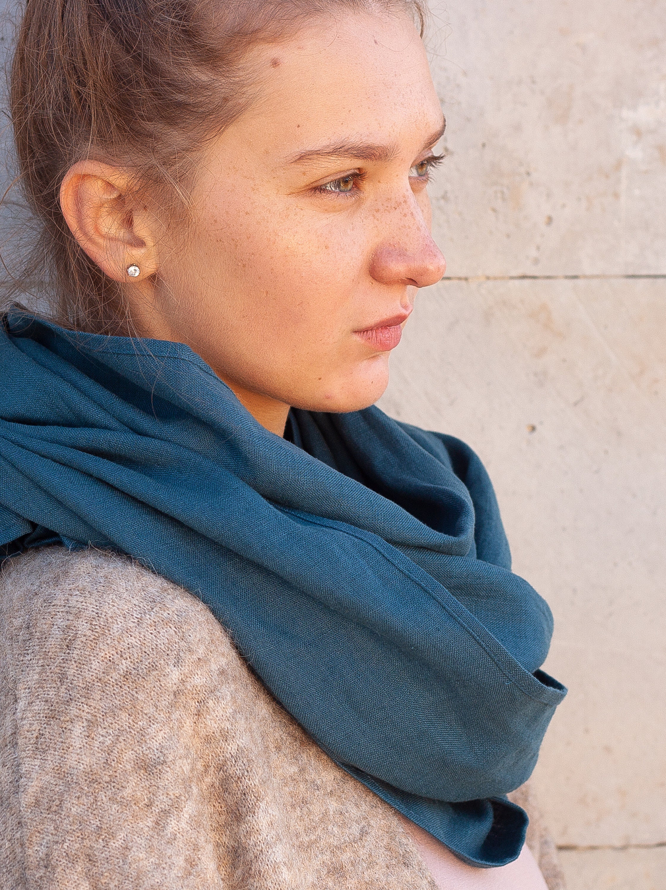 Sofi French Linen Scarf Aegean Blue