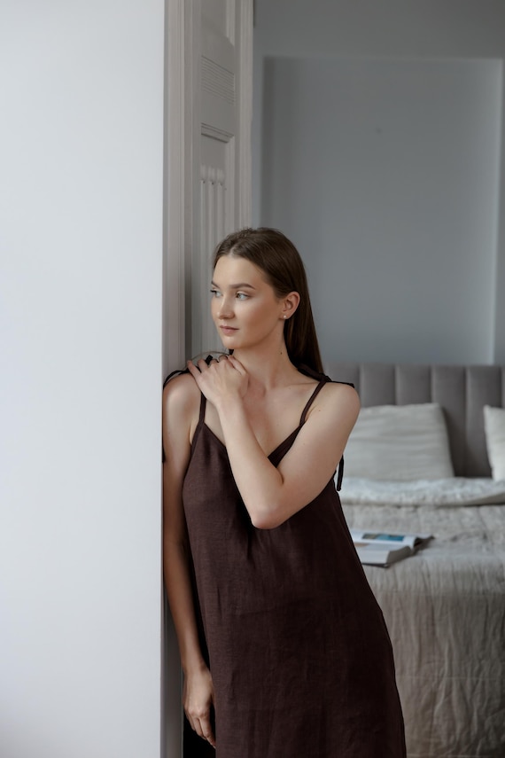 chocolate brown linen dress Chocolate Cottage Linen Dress – allthebeautifullinen