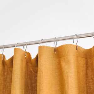 Waterproof Amber Linen Shower Curtain Extra Long, Water resistant Linen Curtains, Waterproof Linen Shower Drape, Linen douche long curtain image 4